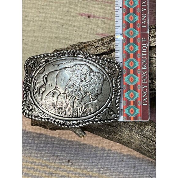 BUFFALO CONCHO WESTERN SILVER BELT ADJUSTABLE BUCKLE MEN WOMEN LARGE - Picture 5 of 7